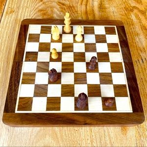 Travel Chess Set, Handcarved, Magnetic NIB & Book